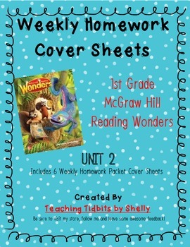 Preview of Reading Wonders - 1st Grade Weekly Homework Cover Sheets - Unit 2