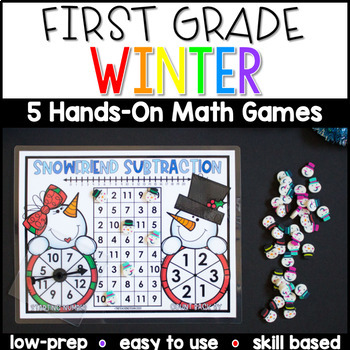 Preview of 1st Grade Winter Math Center Games and Activities
