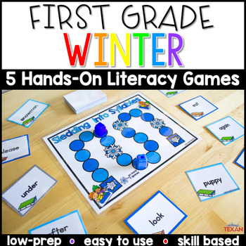 Preview of 1st Grade Winter Reading Center Games and Activities | Snowmen, Christmas