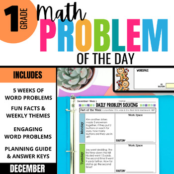 Preview of 1st Grade Winter Word Problem of the Day December Daily Math Problem Solving