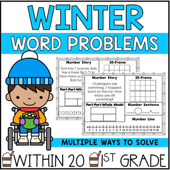 Preview of 1st Grade Winter Word Problems NO PREP Addition and Subtraction for January