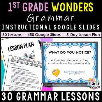 Preview of 1st Grade Wonders 2020 & 2023 | Grammar Google Slides with Mentor Sentences