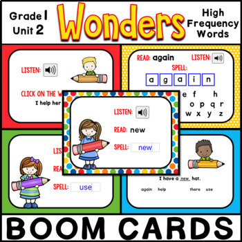 Preview of 1st Grade Wonders 2023, 2020 - Unit 2 High Frequency Words - Boom Card Bundle