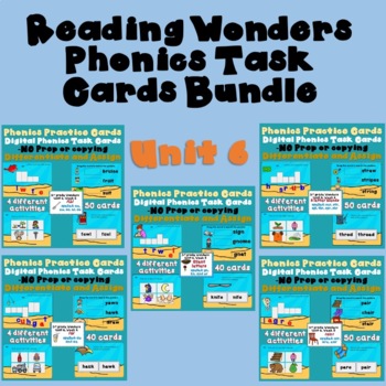 Preview of Wonders DIGITAL Phonics Task Cards Unit 6 Bundle