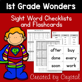 Preview of 1st Grade Wonders Sight/High Frequency Word Flashcards and Checklists