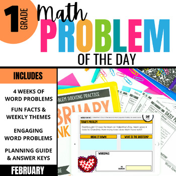 Preview of 1st Grade Word Problem of the Day: February Daily Math Problem Solving