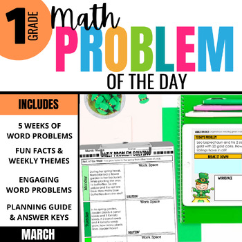 Preview of 1st Grade Word Problem of the Day: March Daily Math Problem Solving