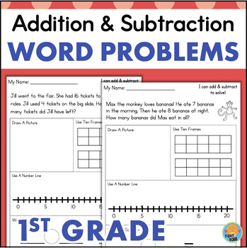 Preview of 1st Grade Word Problems Addition & Subtraction Within 20 Story Problems FREE