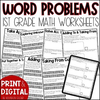 Preview of 1st Grade Word Problems - Addition and Subtraction Word Problem Worksheets