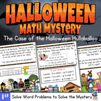 Preview of 1st Grade Word Problems - Math Mystery - Case of the Halloween Hullabaloo
