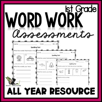 Preview of 1st Grade Word Work Assessments with Digital Option
