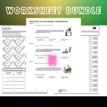 Preview of 1st Grade Worksheet Bundle Engaging and Educational Resources for Young Learners