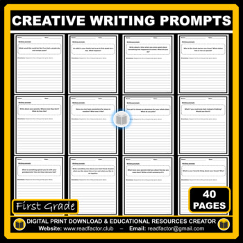 1st Grade Writing Prompts Activities - 40 Worksheets by readfactor club