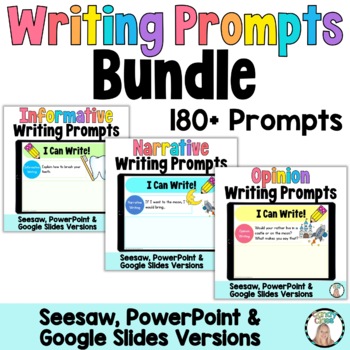 Preview of 1st Grade Writing Prompts Narrative Opinion Activities Seesaw Google Slides Use