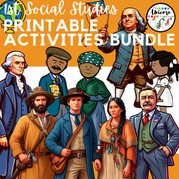 Preview of 1st Grade YEAR LONG Social Studies Curriculum Worksheets and Activities