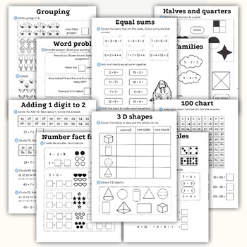 1st Grade and 2nd Grade Math (Equations, Fact Families and Equal Sums)