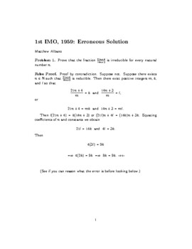 Preview of 1st IMO, 1959: Erroneous Solution to Problem 1