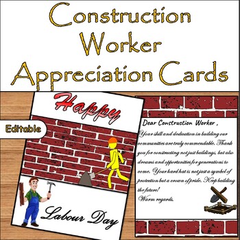 Preview of 1st May Labour Day Appreciation: Construction Worker Appreciation Cards/May 2024