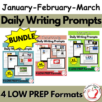 Preview of Daily Writing Prompts for January, February & March - Task Cards - Morning Work