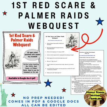Preview of 1st Red Scare & Palmer Raids Webquest
