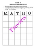 1st Semester Geometry Review Bingo Game