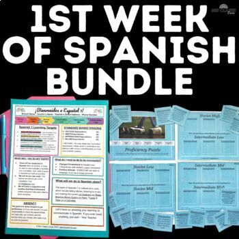 Preview of 1st Week of Spanish Class Back to School BUNDLE First Week of School Spanish 1