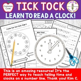 Telling Time Introduction-Hour Hand, Number Line Clocks, B
