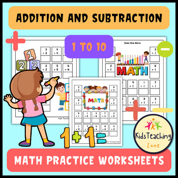 Preview of 1st and 2nd Grade Addition and Subtraction Math Worksheets for Digits 1 to 9