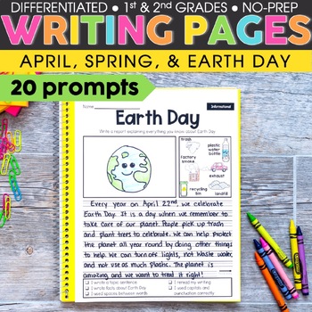 Preview of 1st and 2nd Grade April Writing Prompts | Print and Digital