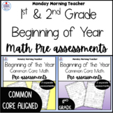 1st and 2nd Grade Beginning of Year Common Core Math Pre-A
