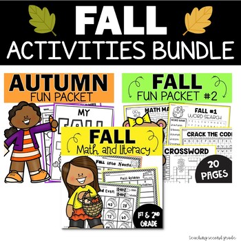 Preview of 1st and 2nd Grade Busy Work - Fall Worksheets October November Early Finishers