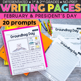 1st and 2nd Grade February Writing Prompts | Groundhog Day