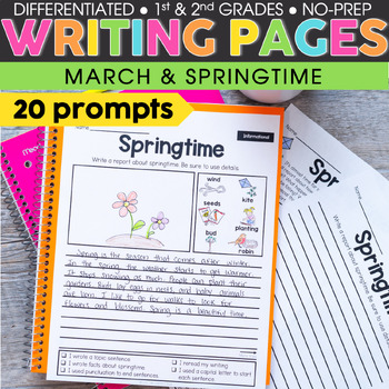 Preview of Spring Writing Prompts 2nd Grade & 1st Grade - March, Spring, St. Patrick's Day