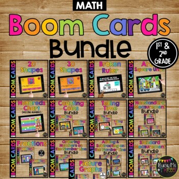 Preview of 1st and 2nd Grade Math Boom Cards™ BUNDLE for Distance Learning Digital Activity