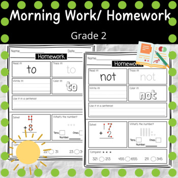 Preview of 1st and 2nd Grade Morning Work (100 days)