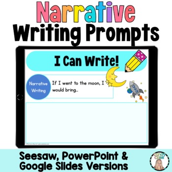 Preview of 1st and 2nd Grade Narrative Writing Prompt Activity Seesaw Google Slide Use 