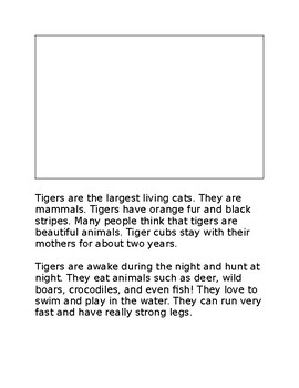Preview of 1st and 2nd Grade Nonfiction Complex Text Reading Passage - Tigers
