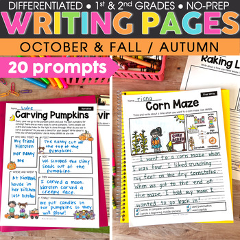 Preview of Fall & Halloween Writing Prompts - 1st & 2nd Grade October Writing Prompts