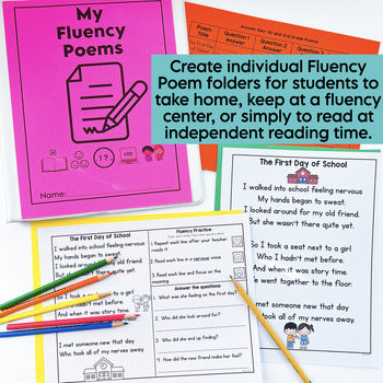 1st and 2nd Grade Reading Fluency Poems Poetry Comprehension Practice ...