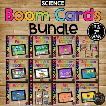 Preview of 1st and 2nd Grade SCIENCE Boom Cards™ BUNDLE for Distance Learning