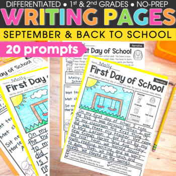Preview of September Writing Prompts for 1st & 2nd Grade - Back to School Writing Prompts