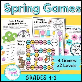 Preview of 1st and 2nd Grade Spring Games - Math Games - Reading Games