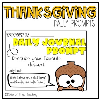 Preview of 1st and 2nd Grade Thanksgiving Writing Prompts | November Journal Prompts