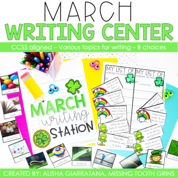 Preview of March Writing Center - 1st & 2nd Grade Spring Worksheets, St. Patrick's Day