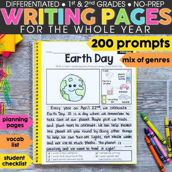 Preview of Writing Prompts Opinion, Informational, Narrative Writing - Pictures & Word Bank