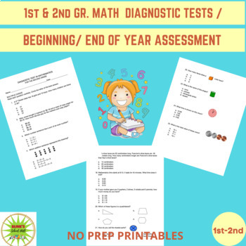 Preview of 1st & 2nd Gr. MATH Diagnostic/Placement/End of Year Assessment BUNDLE