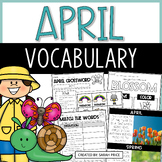 1st and 2nd grade April Vocabulary - 4 Square Activities a