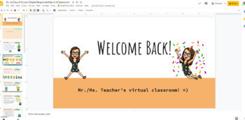 Preview of 1st day of School Distance Learning Google Slide Template & Activities