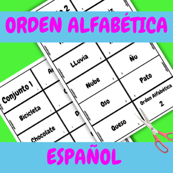 Preview of 2nd Grade Orden alfabetica Tarjetas Montessori Spanish Alphabetical Order Cards
