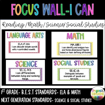 Preview of 1st grade ELA | MATH | SCIENCE | SOCIAL STUDIES | FOCUS WALL POSTERS